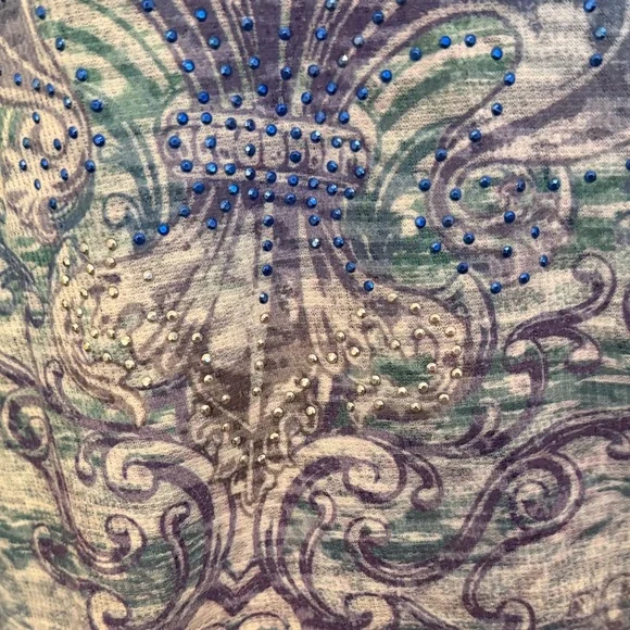 🐲🐲🐲BOGOHO🐲🐲🐲Cato Women's Long Sleeve Top with Purple and Teal Accents-22/24 - Picture 3 of 10